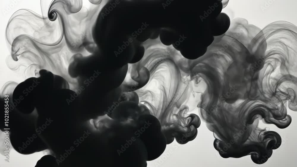 Aufkleber black ink swirls and dances in a clear liquid, creating abstract shapes and patterns