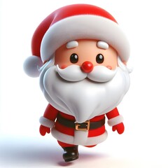 3D cartoon character Santa Claus Marry Christmas happy smile, Santa Claus's character is isolated on a white background.