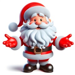 3D cartoon character Santa Claus Marry Christmas happy smile, Santa Claus's character is isolated on a white background.