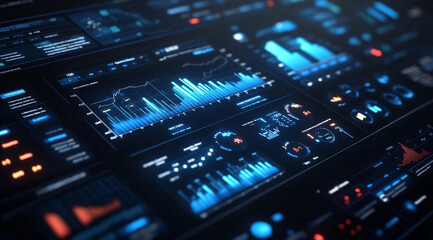 Obraz premium AI-Driven Data Analytics Automation: Big data Analytics, Business Insights, Sales, and KPI Dashboard, Data Analytics Abstract, Data Dashboard 