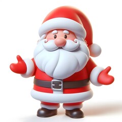 3D cartoon character Santa Claus Marry Christmas happy smile, Santa Claus's character is isolated on a white background.