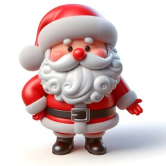 Obraz premium 3D cartoon character Santa Claus Marry Christmas happy smile, Santa Claus's character is isolated on a white background.