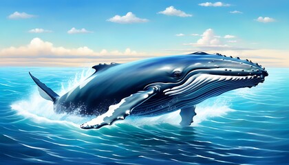 Capture the beauty of art in marine ecology, depict the graceful swimming of humpback whales.