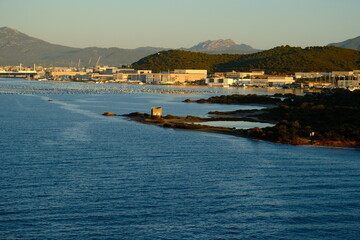 Obraz premium view of harbor entry in Sardinia