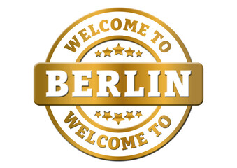 Fototapeta premium gold sticker welcome to Berlin Germany