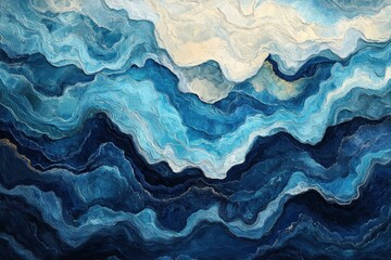 Fototapeta premium Abstract background with blue, navy and gold waves.