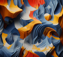 Obraz premium Geometric shapes and gradient color shifts create a mesmerizing optical illusion, a colorful chaos of overlapping and interrelated shapes.generative ai 