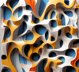 Geometric shapes and gradient color shifts create a mesmerizing optical illusion, a colorful chaos of overlapping and interrelated shapes.generative ai