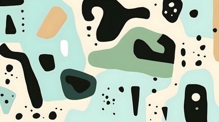 Seamless Background of abstract Shapes and Textures in cyan Tones. Creative Wallpaper