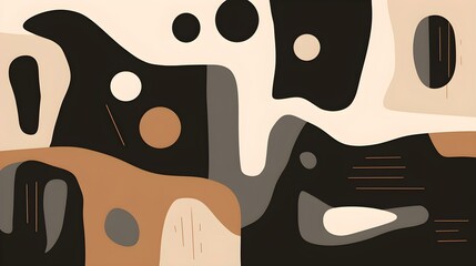 Seamless Background of abstract Shapes and Textures in dark brown Tones. Creative Wallpaper