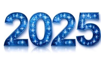 2025 blue ruby text effect isolated on a white background, New Year Background banner