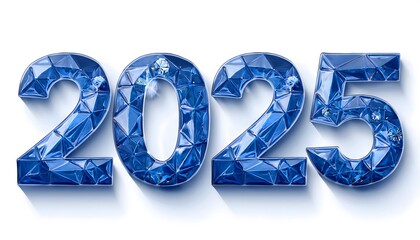 2025 blue ruby text effect isolated on a white background, New Year Background banner