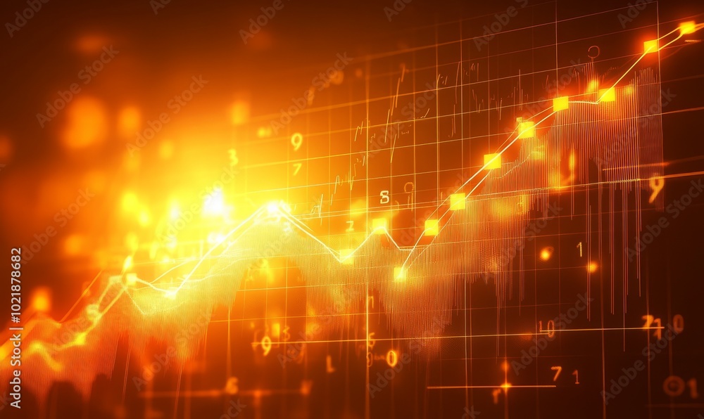 Aufkleber financial rising graph and chart with lines and numbers