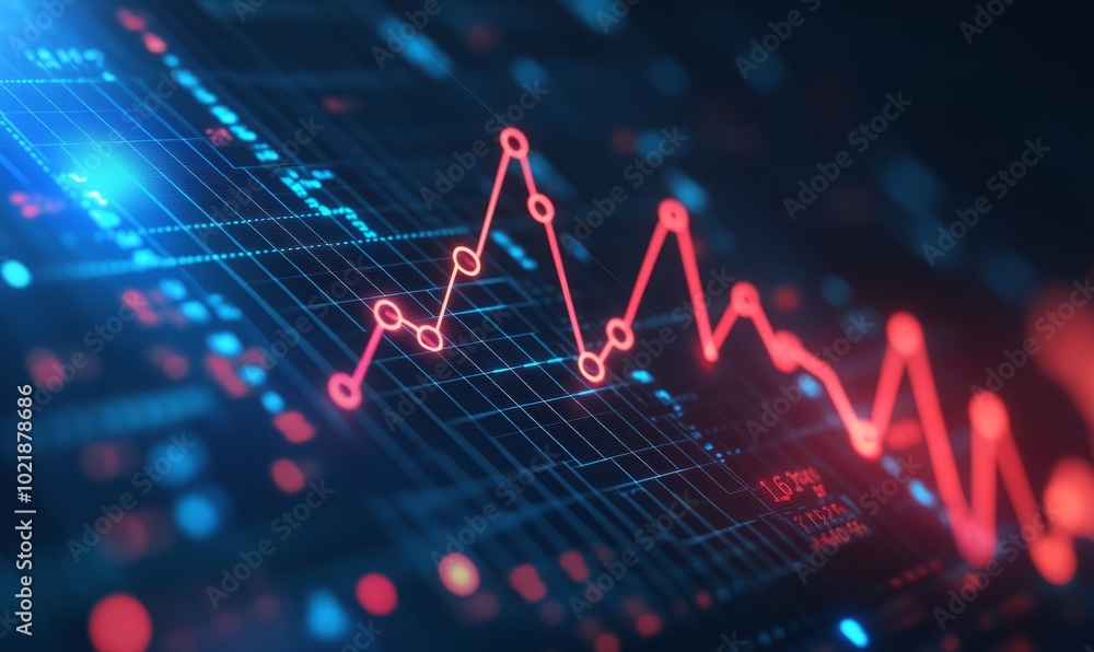 Poster financial rising graph and chart with lines and numbers