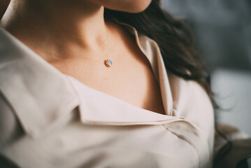 Elegant Necklace on Woman's Delicate Collarbone