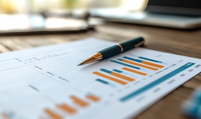 Financial rising graph and chart with lines and numbers