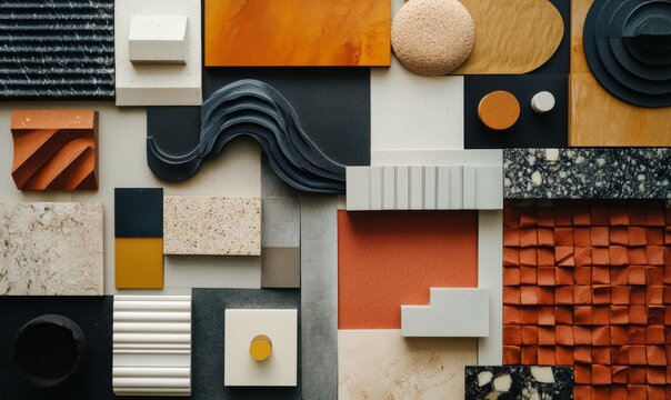 flatly of samples for architectural design elements and mood board