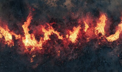 Obraz premium Heatmap of a forest fire's spread, with intense reds and oranges tracing the fire's path, cooler tones showing areas not yet affected