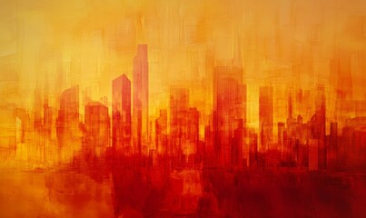 Fototapeta premium Heatmap of an urban skyline, with warm colors indicating areas of high activity and cooler tones representing quieter, residential zones