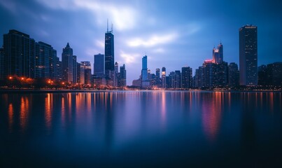 Fototapeta premium Majestic City Skyline at Dusk