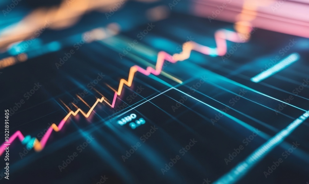 Poster financial rising graph and chart with lines and numbers