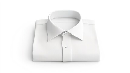 A neatly folded white shirt with a classic collar, showcasing simplicity and elegance in design.