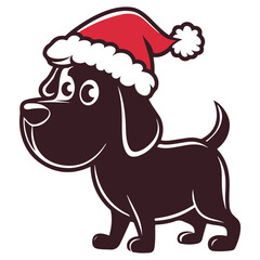 Christmas Santa Hat cartoon dog white background Silhouette design