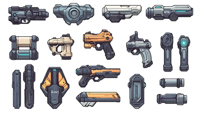 Sci Fi Weapons Set,  Futuristic Gun & Blaster Design Assets for Game Development