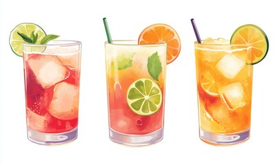 Fototapeta premium Glasses of cold summer cocktails
