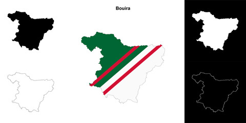 Fototapeta premium Bouira province outline map set