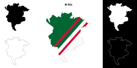 M Sila province outline map set