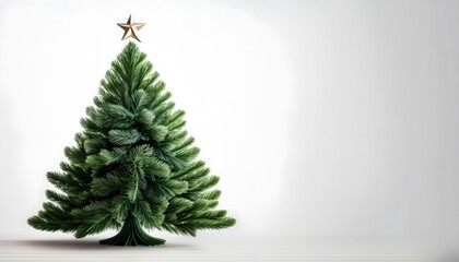 Christmas tree on a white background with space for text, Christmas background with copy space