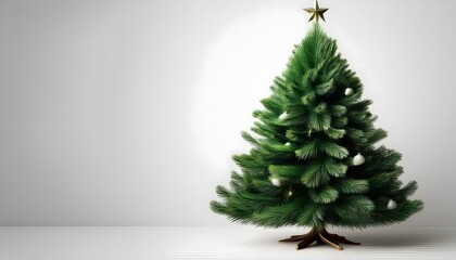 Christmas tree on a white background with space for text, Christmas background with copy space