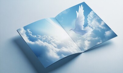 Heavenly Sky Funeral Program Brochure Layout