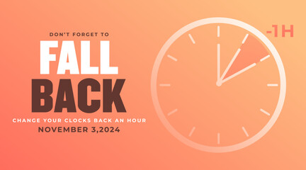 Daylight saving time. Summer fall-back and spring-forward alarm clocks set, colorful orange vector illustration.
