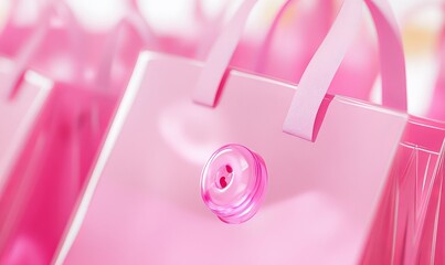 Obraz premium pink shopping bags and button