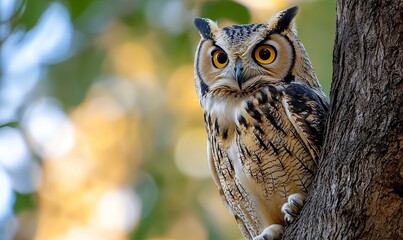 Fototapeta premium Owl sitting on tree