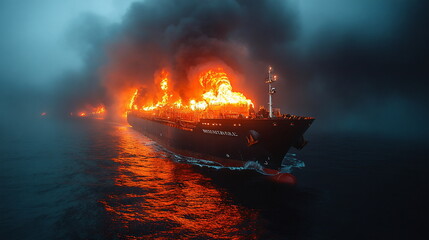 Critical Moments with a Oil Tanker Fires at Sea