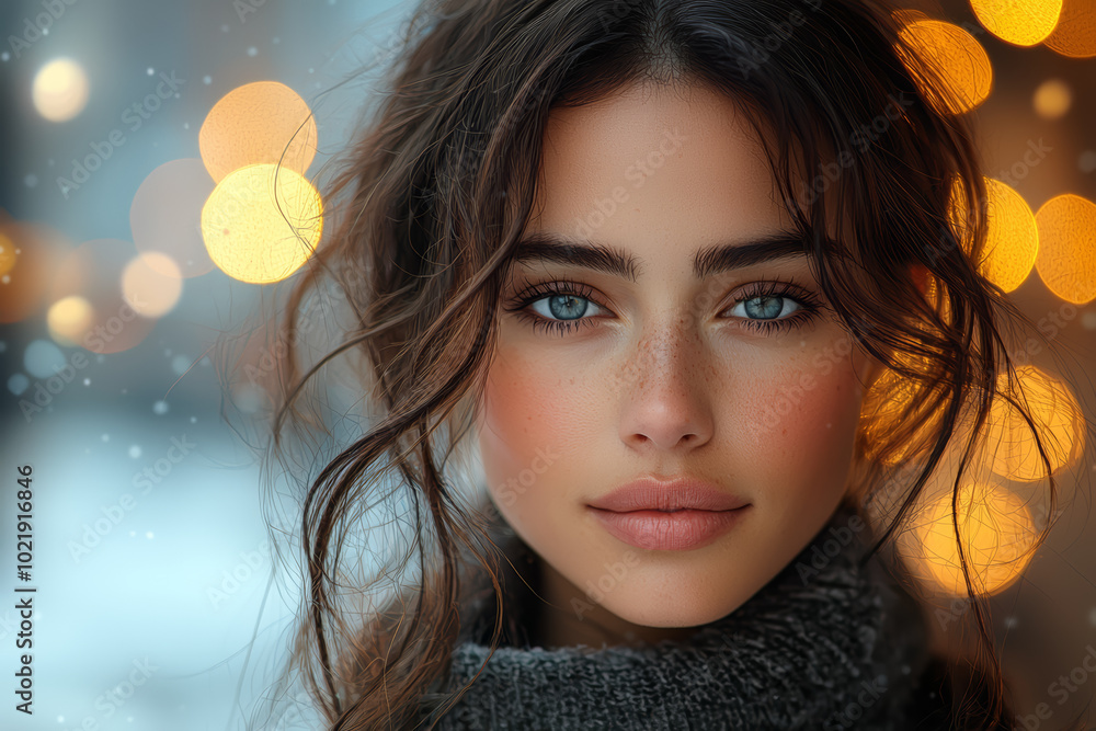 Poster bokeh lights in the background of a portrait, adding a dreamy, soft effect to the scene. concept of 