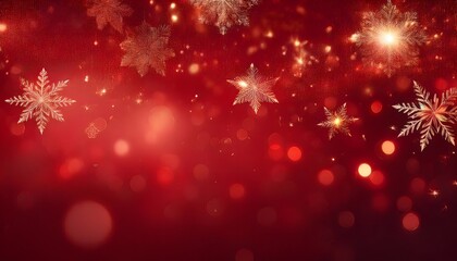 Red christmas background with snowflakes, bokeh lightning, bokeh background, Christmas banner
