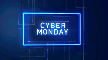 Glowing Blue 'CYBER MONDAY' Neon Sign in a Luxurious Setting
