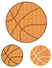 Glitter Basketball Clipart Set, with Outline and No Outline Options