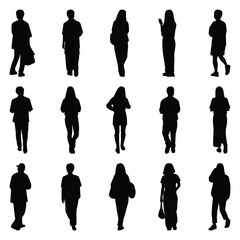 Vector collection set of individual people silhouettes.