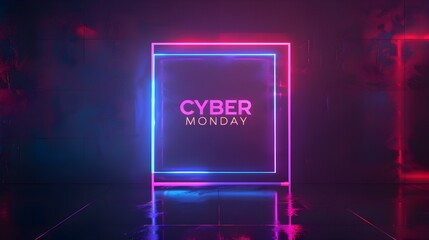Fototapeta premium Glowing Multicolor 'CYBER MONDAY' Neon Sign in a Luxurious Setting