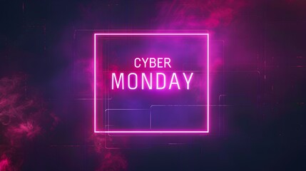 Fototapeta premium Glowing Pink 'CYBER MONDAY' Neon Sign in a Luxurious Setting