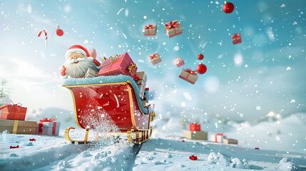 Santa Claus Christmas Red Sleigh with Gifts