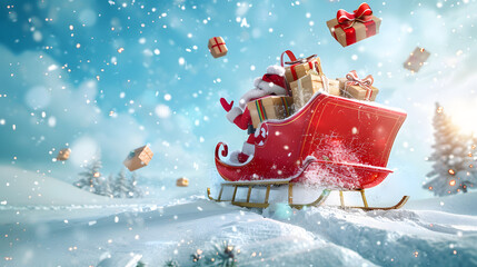 Christmas Magic Santa Claus Delivering Gift