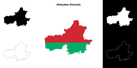 Aktsyabar district outline map set