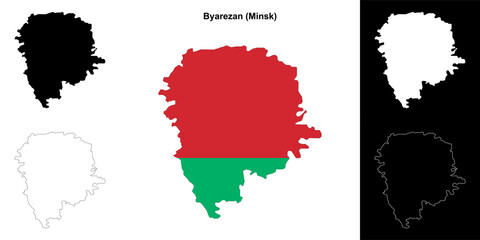 Byarezan district outline map set