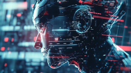 Artificial Intelligence AI Digital Cyborg Humanoid Robot Futuristic Technology